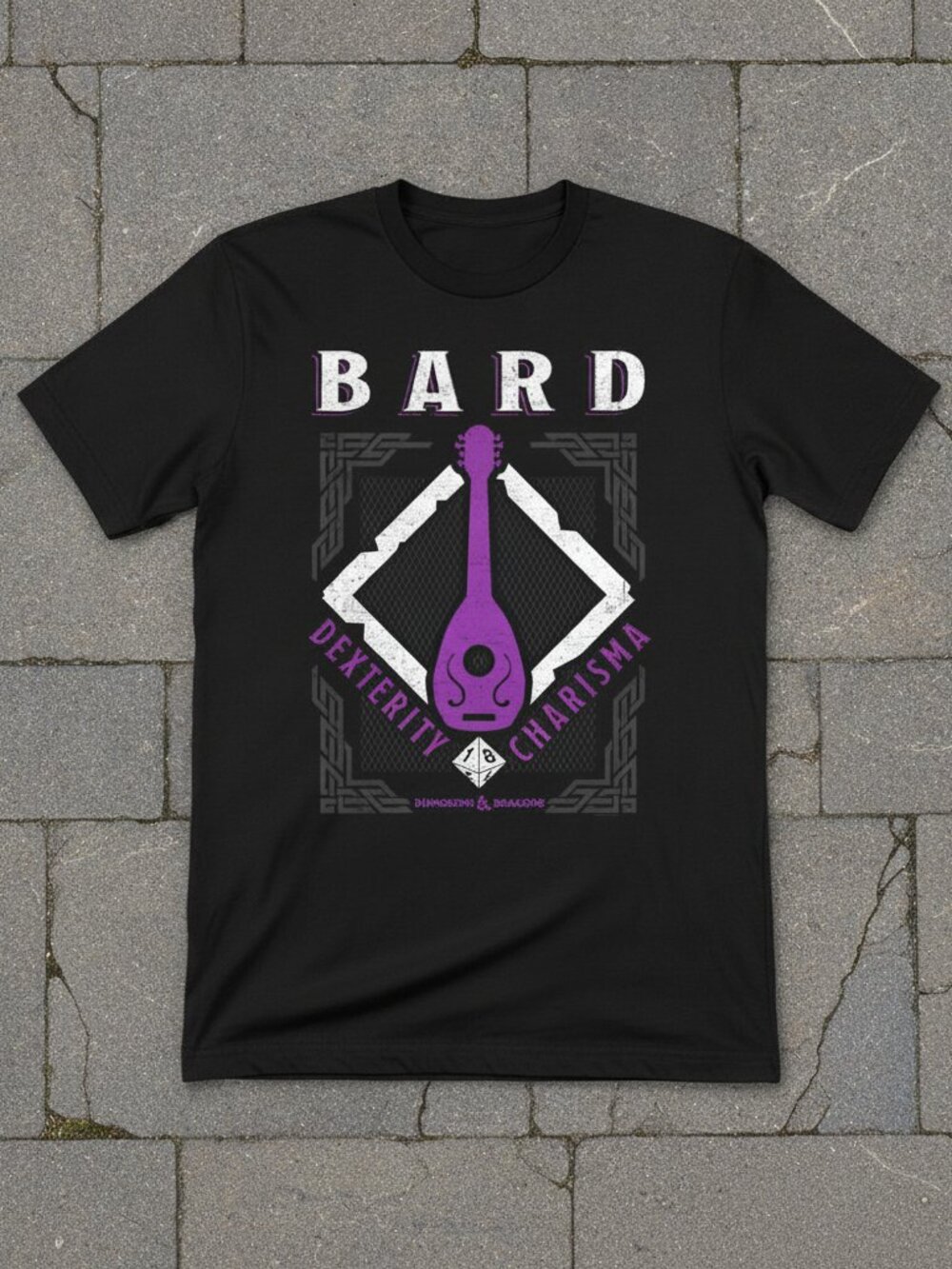 Dungeons & Dragons Bard Class Dexterity Charisma Black Graphic T-Shirt